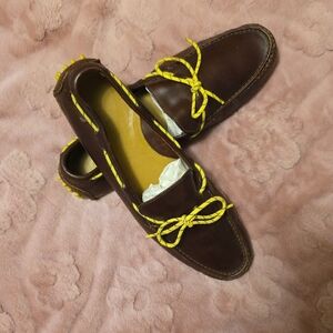 Cole Haan Pre-loved Brown Moccasins with Yellow Laces